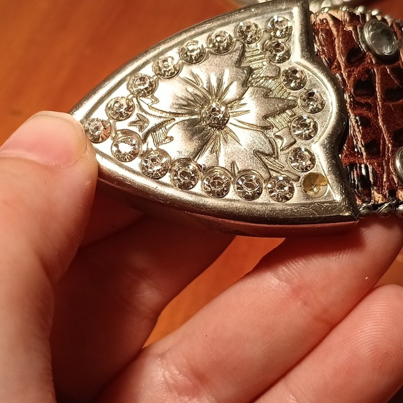 Rhinestone Western Leather Belt - Picture 6 of 9